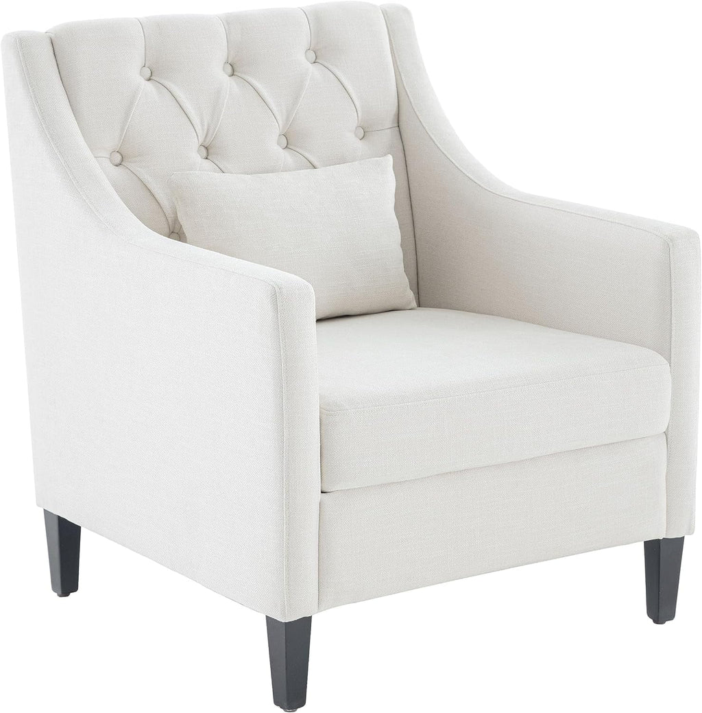 HUIMO Mid Century Modern Accent Chair, Upholstered Fabric Armchair with Wood Frame (Beige) C438319