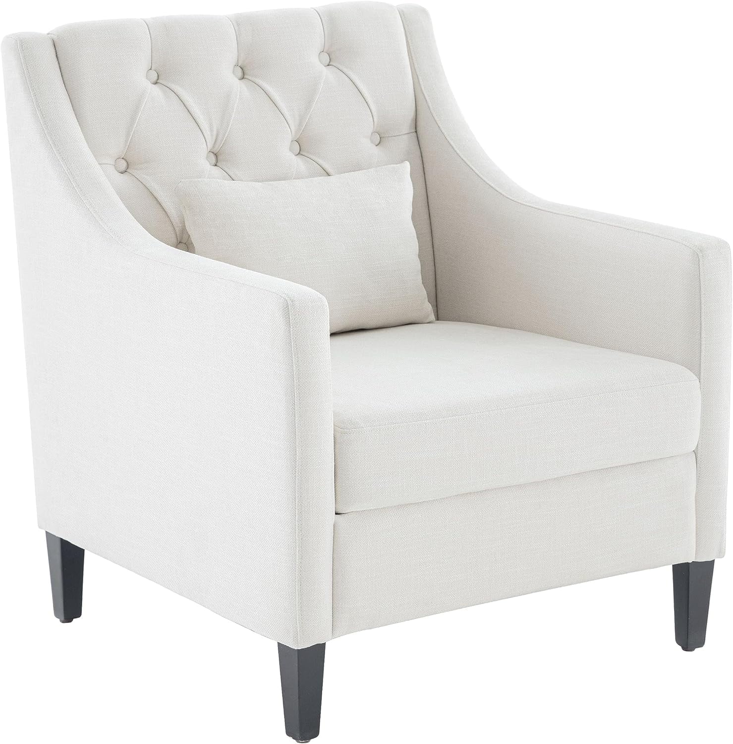 HUIMO Mid Century Modern Accent Chair, Upholstered Fabric Armchair with Wood Frame (Beige) C438319