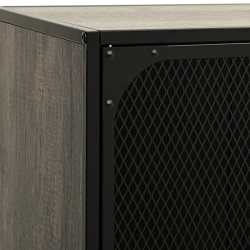 TV Stand Gray 41.3"x14.2"x18.5" Metal and MDF with Mesh Doors J276