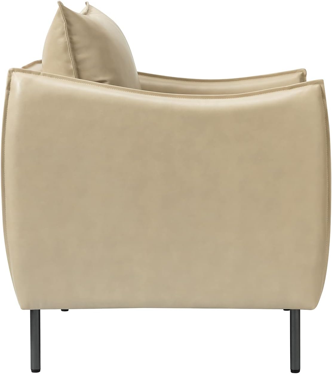 Leather Armchair Set of 2, Modern Accent Chairs with Cushion, Beige X495353