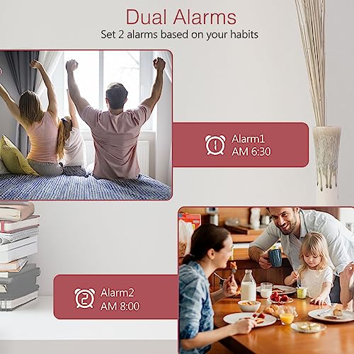 Digital Alarm Clock with USB Charging Port, Dual Alarm, Snooze W92149