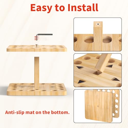 V16 Wooden Vertical Fishing Rod Storage Rack Q9454