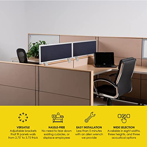Acoustical Cubicle Privacy Screen Extender Desk Panel, 18" x 42", Overcast B415491