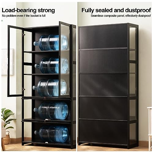 Bamboo Display Cabinet 5-Shelf with Acrylic Door B15107