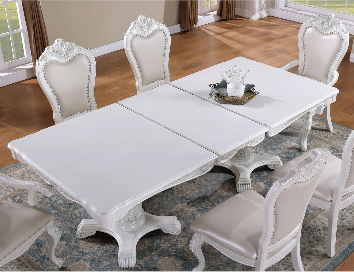 Furniture of America Adair 7-Piece Solid Wood Dining Set with Expandable Table and 6 Side Chairs X399