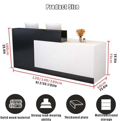 Reception Counter Desk with Lockable Drawers, Modern Retail Counter, 160x60x100cm U333125