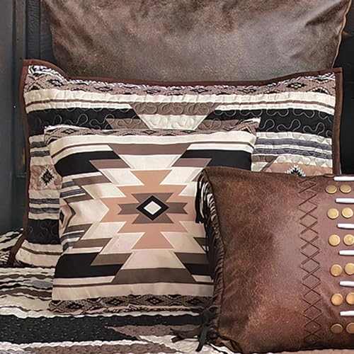 BLACK FOREST DECOR King Quilt Bedding Santa Fe Stripes Three Piece Bed Set J690
