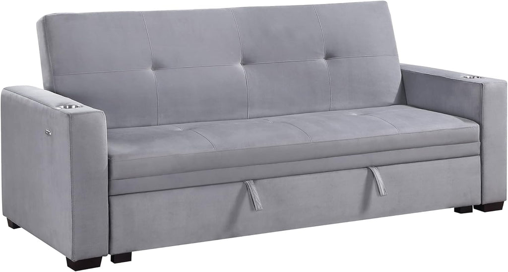 Lexicon Futon Sofa Bed with Storage, Grey P6404