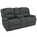 RecPro Charles 94" Double Recliner RV Sofa with Convertible Console | Zero Wall Reclining Sofa for Camper | Wall Hugger Couch | Fifth Wheel Theater Seating | Replacement RV Furniture | Fossil Cloth