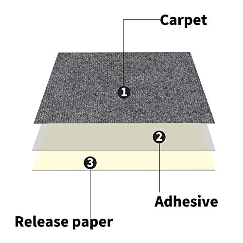 Self Adhesive Carpet Tiles 12" x 12" Non-Slip Peel and Stick, 12 Tiles per Carton Z26063