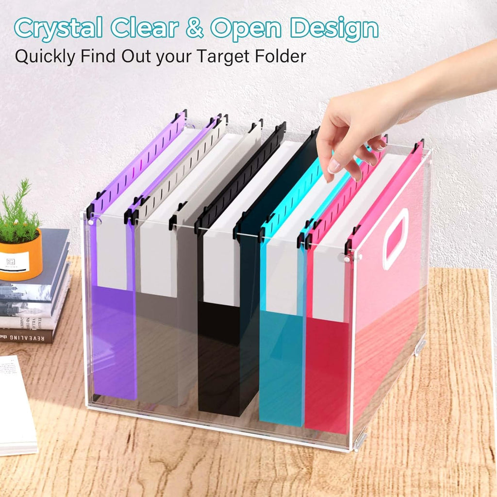 Acrylic File Box Organizer with Handle, Letter Size L585