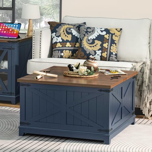 Farmhouse Coffee Table Set of 3 with Charging Station and Hidden Storage G877931
