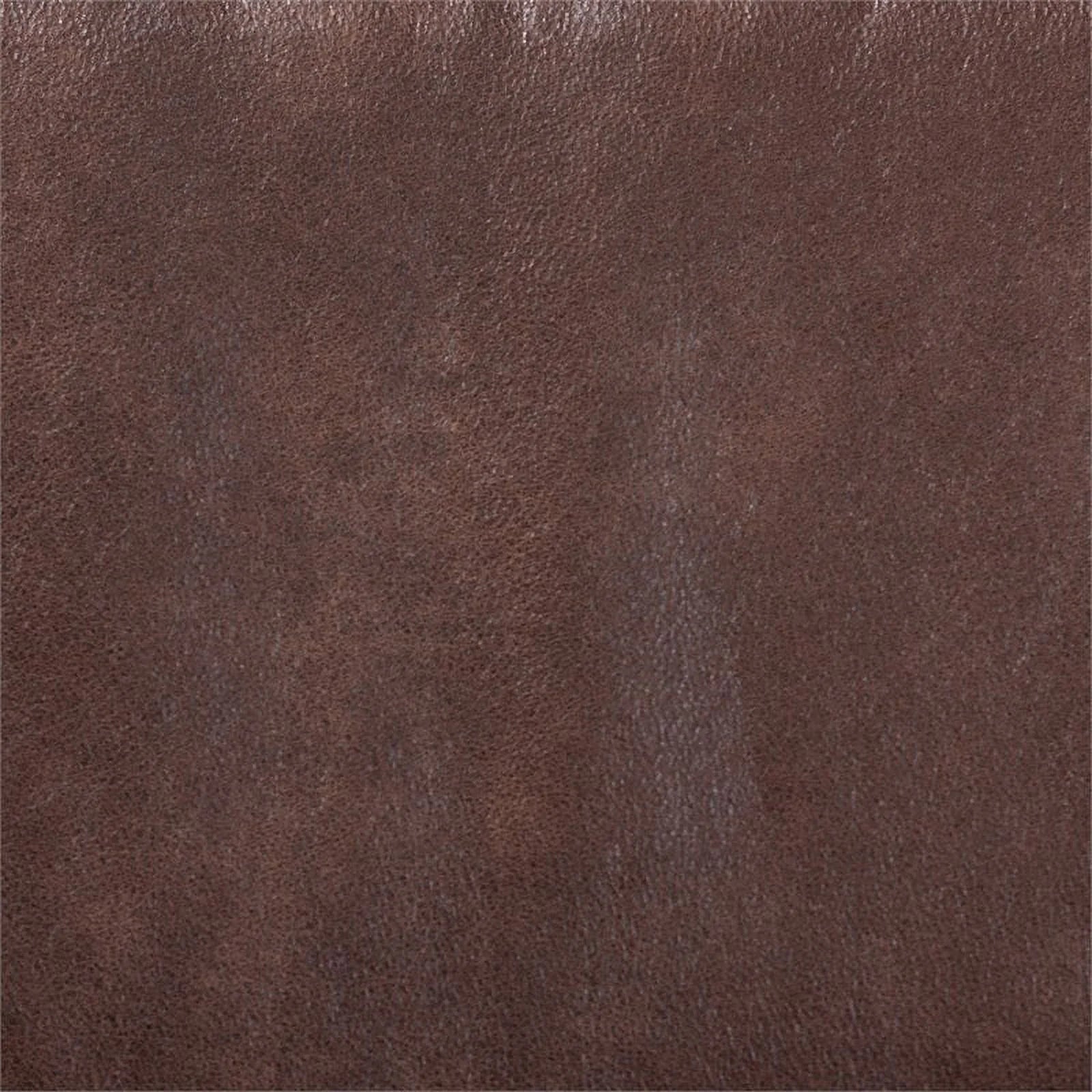 Bowery Hill Dark Brown Faux Leather Oak Armchair and Ottoman Set J30422