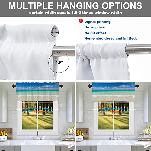 Batmerry Blue Ocean Tropical Beach Valances Half Window Curtain Set of 2 52x18 Inch Z8500