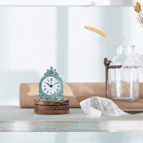 NIKKY HOME Small Table Clock with Faux Pearls, White A9876