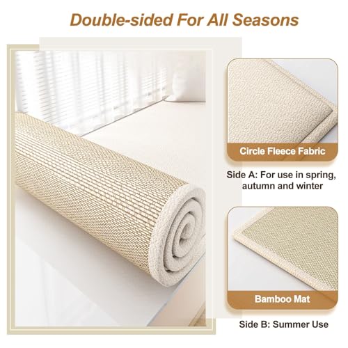 Custom Window Seat Cushions Indoor, 1" Double-sided Reversible Bamboo Mat Bench Cushion S55112