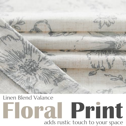 jinchan Linen Double Layer Kitchen Window Valance Yellow Leaf on Beige 16 Inch Rod Pocket 1 Panel K483899