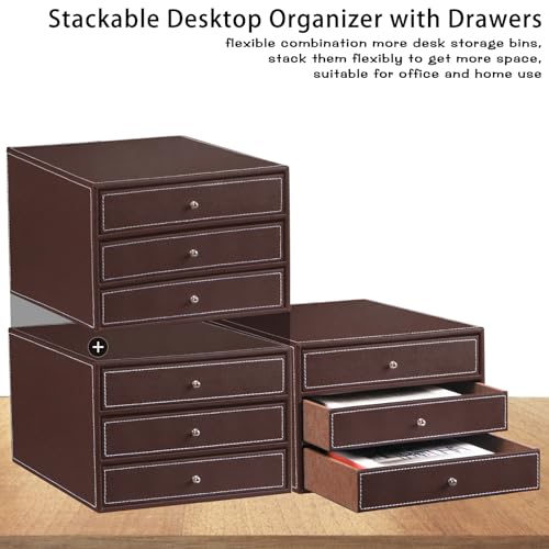 PU Leather Desk Organizer with 3 Drawers X71030