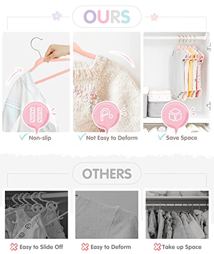VIS'V 11 Inch Pink Velvet Kids Hangers with 6 Pcs Size Dividers, 30 Pack R91689