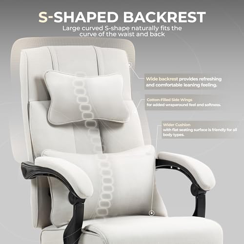 Dowinx Executive Office Chair Big and Tall Fabric with Footrest, Ergonomic High Back, Black S10695