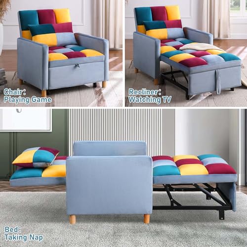 Sofa Chair Pull-Out Bed with Adjustable Backrest, Grey H964