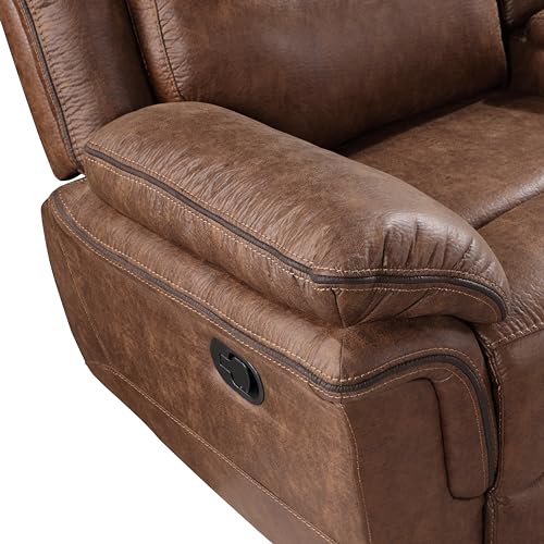 Ryland Polyester Manual Sofa with Dual Recliner, Brown V416032