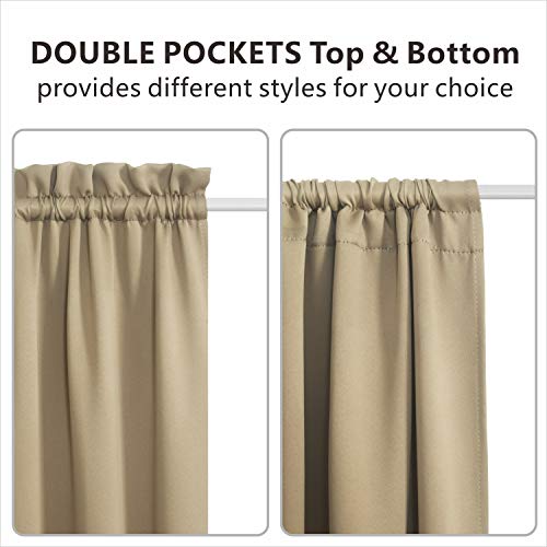 Aquazolax Blackout Patio Door Curtain Panels Thermal Insulated Drapes 25"x72" Taupe/Khaki A5386
