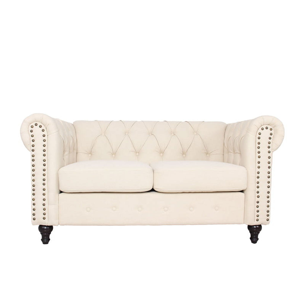 Home Square 3 Piece Living Room Set with Loveseat and Two Accent Chairs in Cream M6070