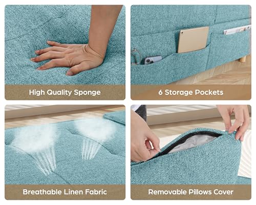 4-in-1 Convertible Sofa Bed Chair with Adjustable Backrest, Black P1448