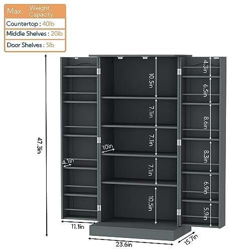 Yusong 72'' Tall Kitchen Pantry Cabinet, Farmhouse Storage Cabinet with 4 Doors and Adjustable Shelf, White Q225142