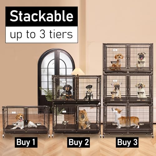 Homey Pet 43 inch Stackable Dog Crate with Divider and Tray A2333