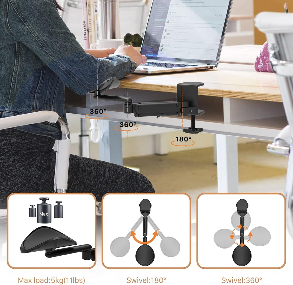 JOY worker Foldable Mobile Standing Desk with Ergonomic Rotating Elbow Cushion Pad Q390749
