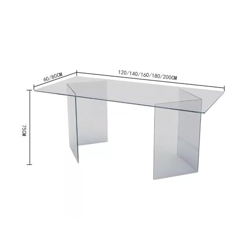 Minimalist Tempered Glass Office Desk with Acrylic Legs N3454