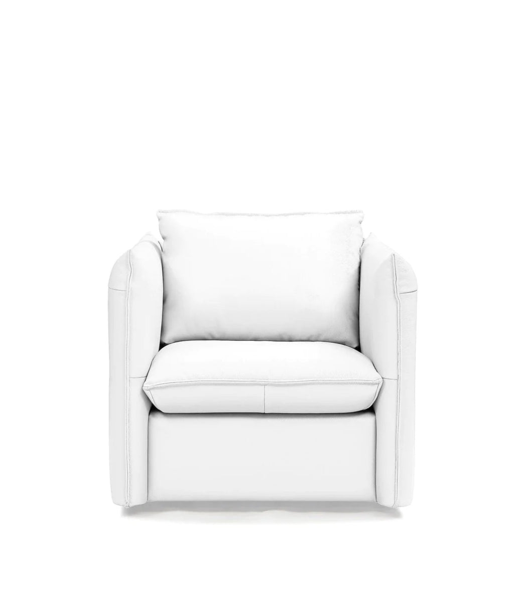 HomeRoots 31 x 36 x 31 in. White Genuine Leather Swivel Accent Chair D957936