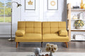 Living Room Sofa Convertible Bed Sofa Mustard Color Polyfiber Adjustable Couch Tufted Back Cushions 1pc Sofa Bed
