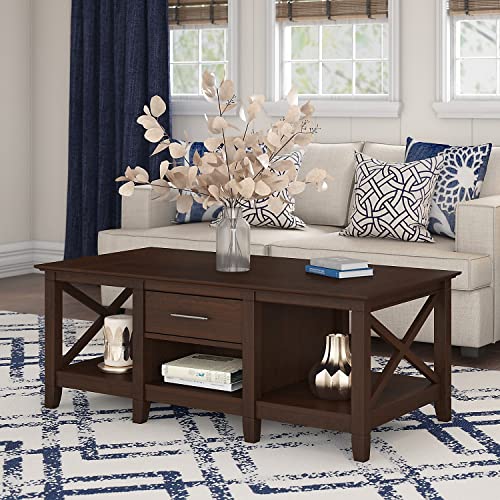 Bush Furniture Key West Coffee Table with Storage, Bing Cherry I76090