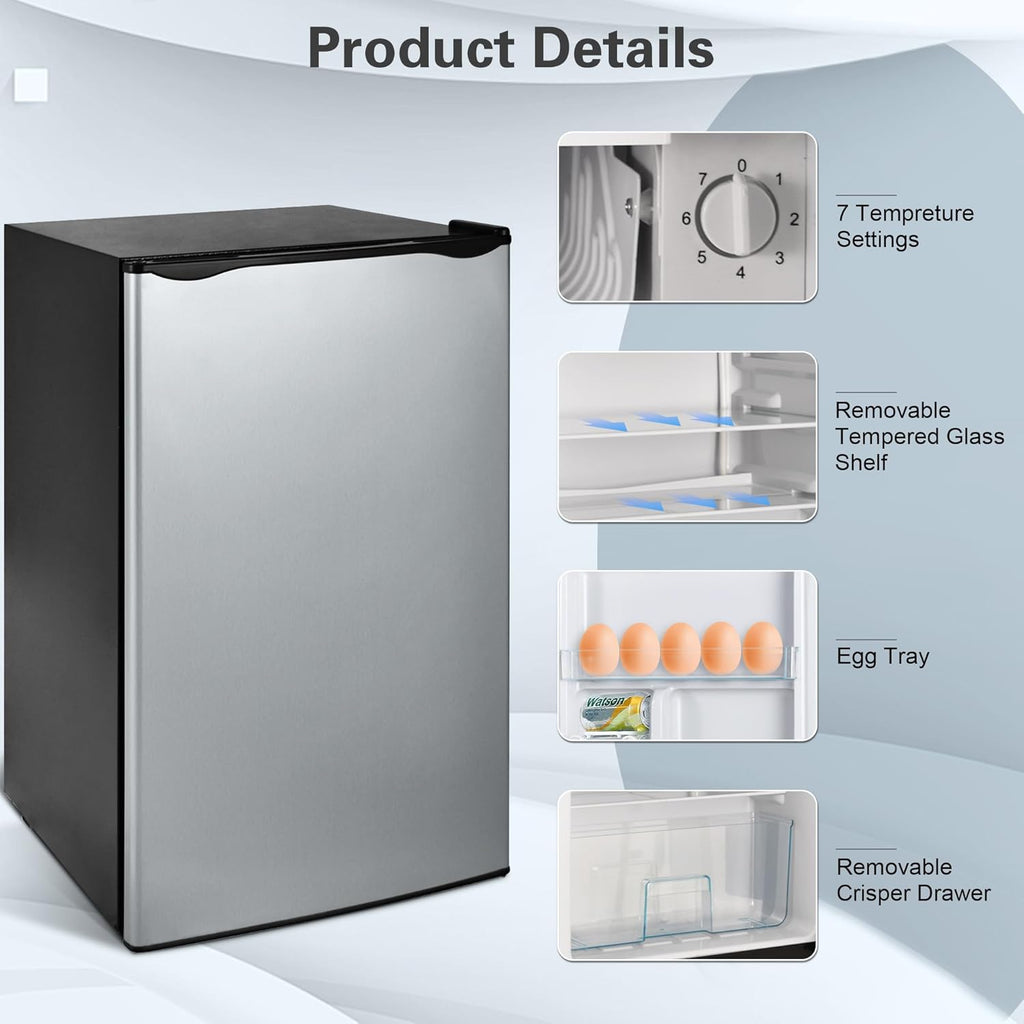 3.1 Cu. Ft. Mini Fridge with Freezer, Single Door, Compact, Silver S780