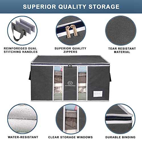 Clothes Storage Bag Organizer with Zippers, Clear Window, 3 Pack Grey K4051