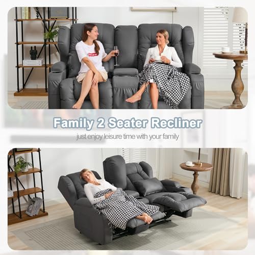 SAMERY 65.5" RV Loveseat Recliner with Console, Beige O29463