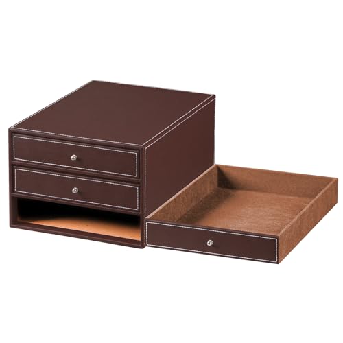PU Leather Desk Organizer with 3 Drawers X71030