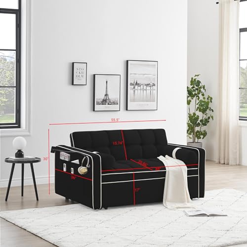 LUMISOL Convertible Couch with Pullout Bed, 3 in 1 Sleeper Sofa, Beige G86561
