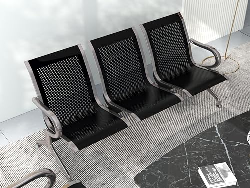 Kinsuite Waiting Room Bench Reception Chairs Set of 2 with Arms, Black A232