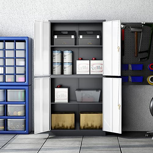 Locking Metal Garage Storage Cabinet, 72" Tall with 5 Shelves, Black F327