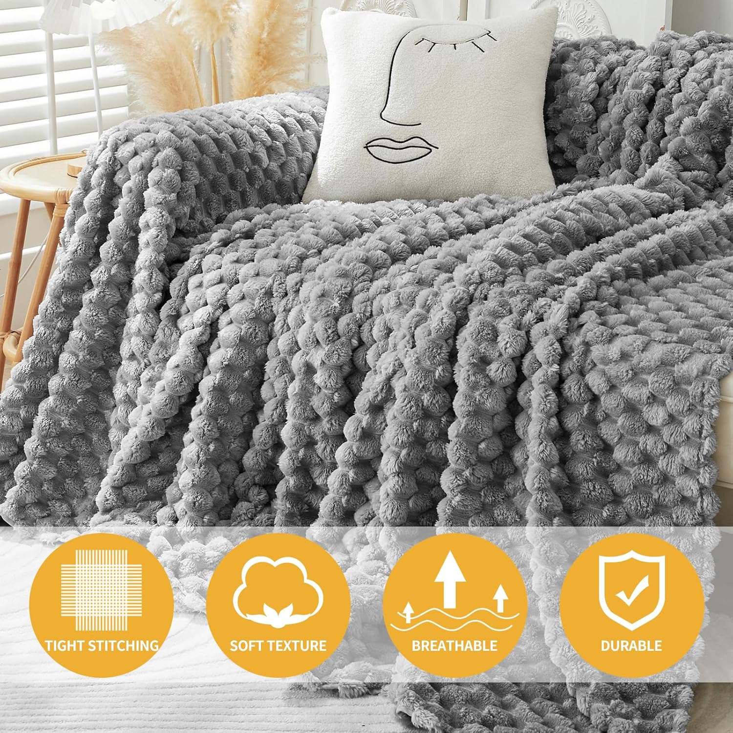Couch Cover Blanket for Sectional Sofa, Cotton Blend Thick Washable B905