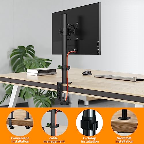 Pholiten Monitor Mount for 13-32" Screens, Adjustable Single Desk Stand, VESA 75x75/100x100mm S87837