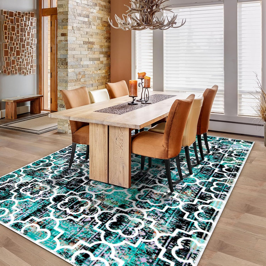 Washable Area Rug 5x7 Non-Slip for Living Room A3960