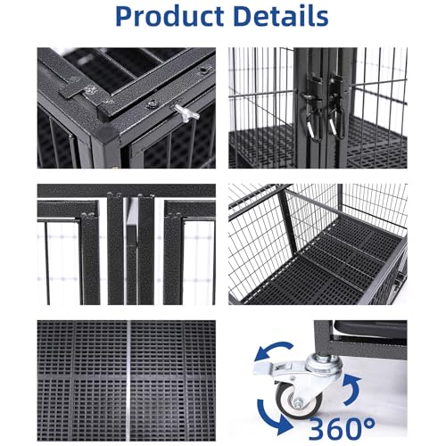 Homey Pet 43 inch Stackable Dog Crate with Divider and Tray A2333