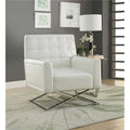 Rafael Accent Chair, White PU & Stainless Steel - 39 x 34 x 28 in.