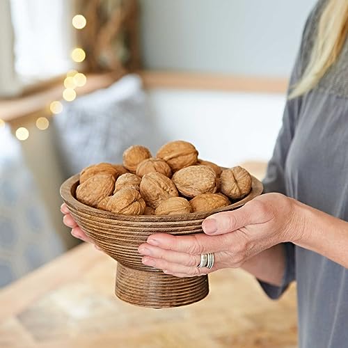 S.B ARTS Wooden Mango Wood Serving Bowl, Handmade Rustic Centrepiece S4015