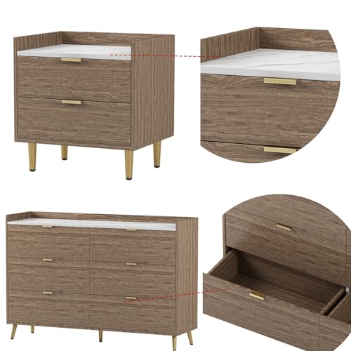 Merax 3-Piece Queen Bedroom Set with Upholstered Bed, Nightstand & Dresser N854